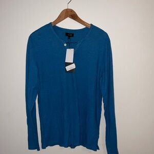 Joe’s Jeans Long‑Sleeve Waffle Tee – Atlantic Blue, Men’s Small, New with Tags